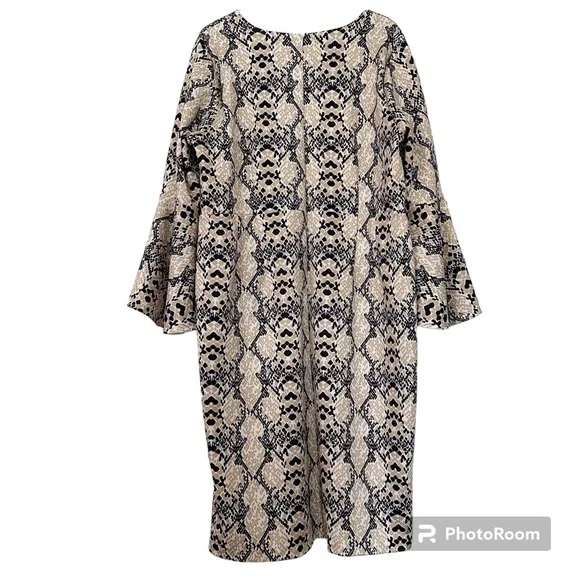 Eloquii Scuba Snake Print Bell Sleeve Cocktail Dress Size 22